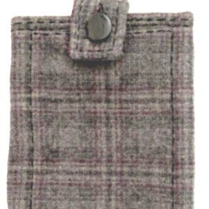 POUCH BAG CASE GRAY BLACK EREADER 100% WOOL NEOPRENE LINING BUTTON 8.25" X 6.5"